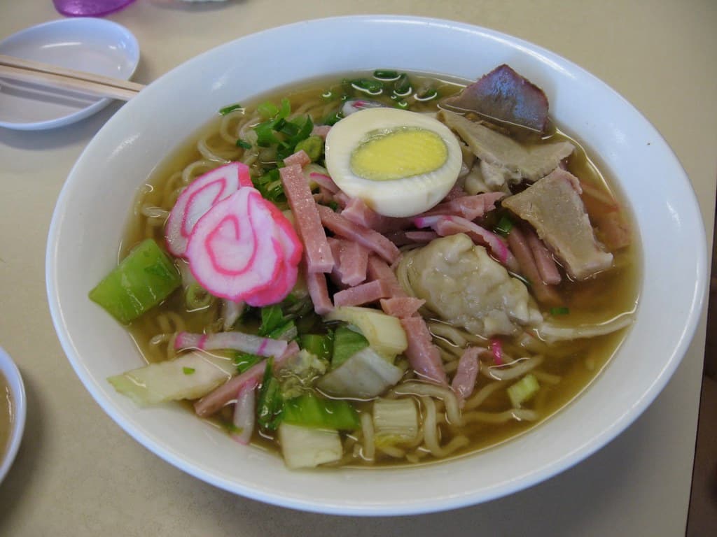 Saimin prepared as a finished dish