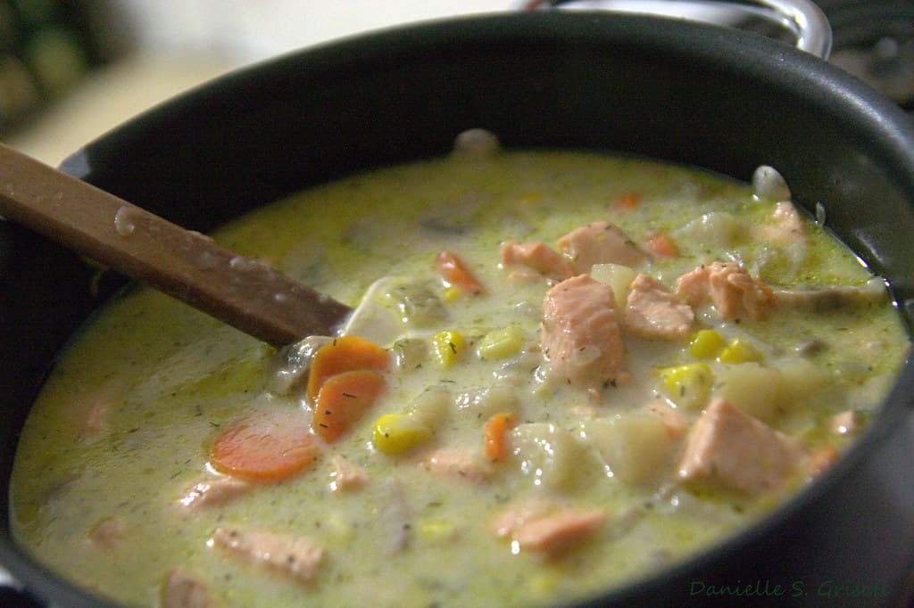 Salmon Chowder prepared as a finished dish