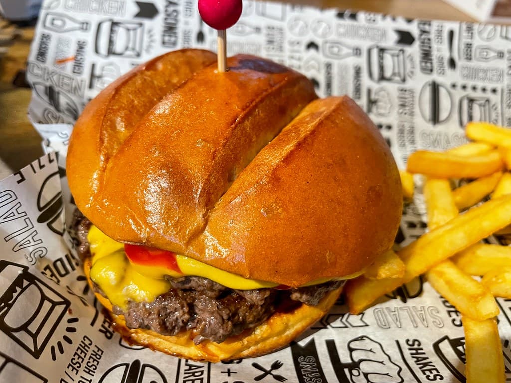 Smash Burger prepared as a finished dish