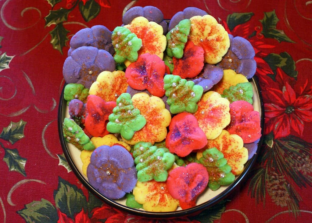 Spritz Cookies prepared as a finished dish