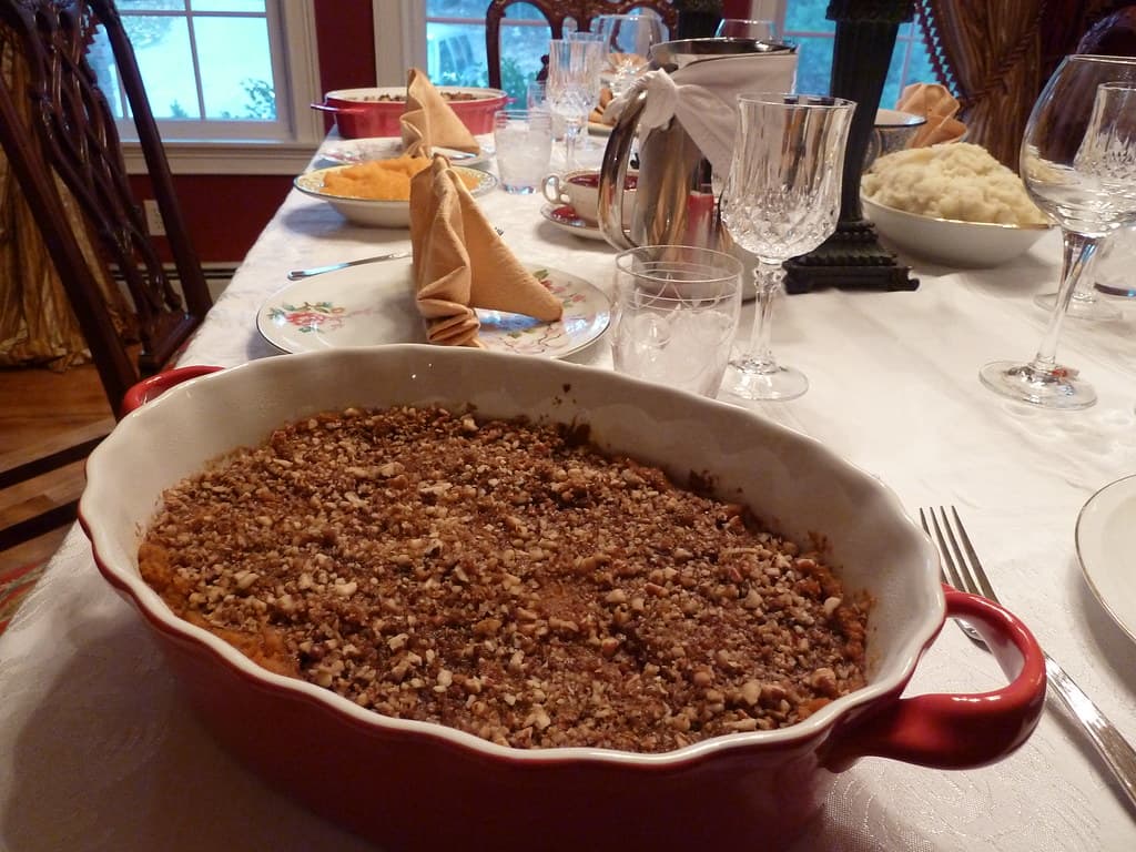 Sweet Potato Casserole prepared as a finished dish