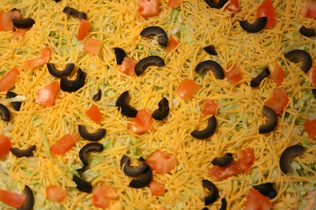 Taco Dip prepared as a finished dish
