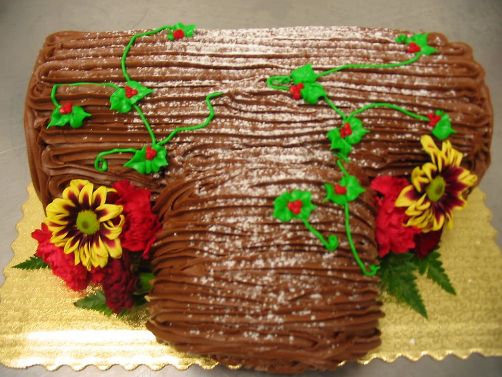 Yule Log prepared as a finished dish